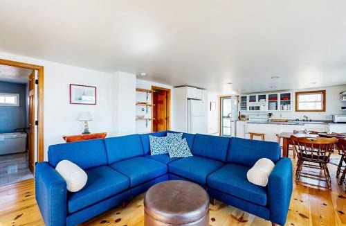 East Boothbay House | Dog-friendly river-view home with wood stove, deck, patio, dock, beach, grill
