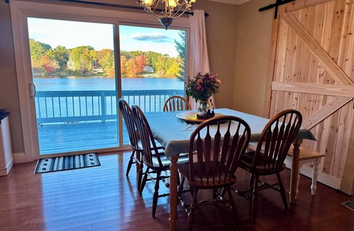 Barnstead House | Lakefront home with hot tub, beach, skiing nearby in tranquil Barnstead
