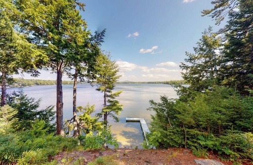 Franklin House | Waterfront A-frame on George's Pond with views, private dock, beach, kayaks, SUP