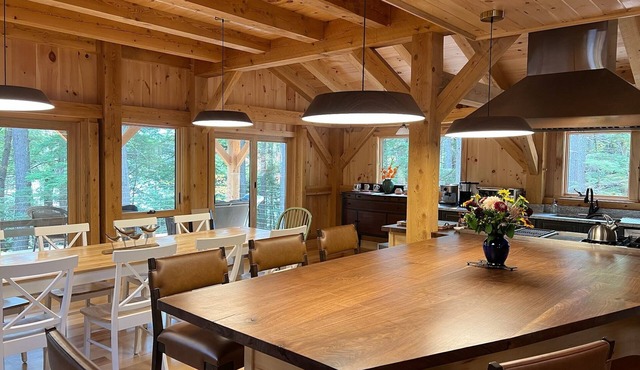 Beautiful post & beam, 6 bedroom on a semi-private smaller pond.