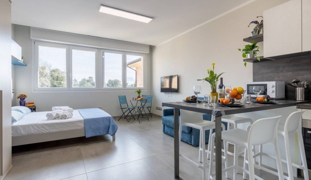 GuestHost - Modern studio apartment of about 40 sqm, located on the 2nd floor of a renovated building (with elevator), for 3 people and equipped with a shared swimming pool and free private parking space.The property is located in Calambrone, just 400 me