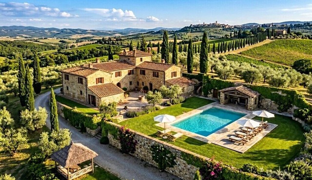 Majestic Castle & Vineyard Amidst Rolling Tuscan Hills